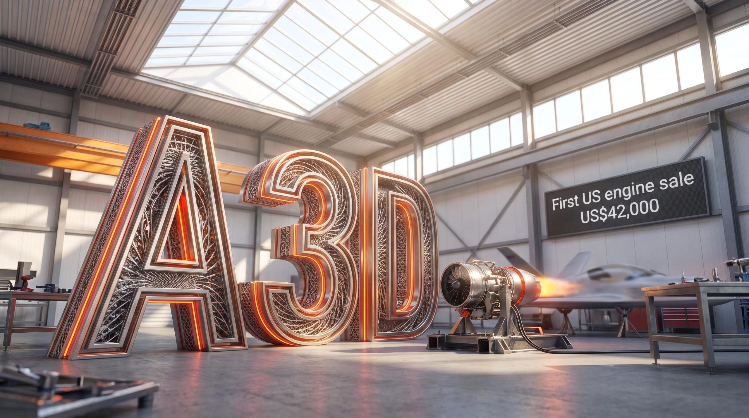 3D text and jet engine