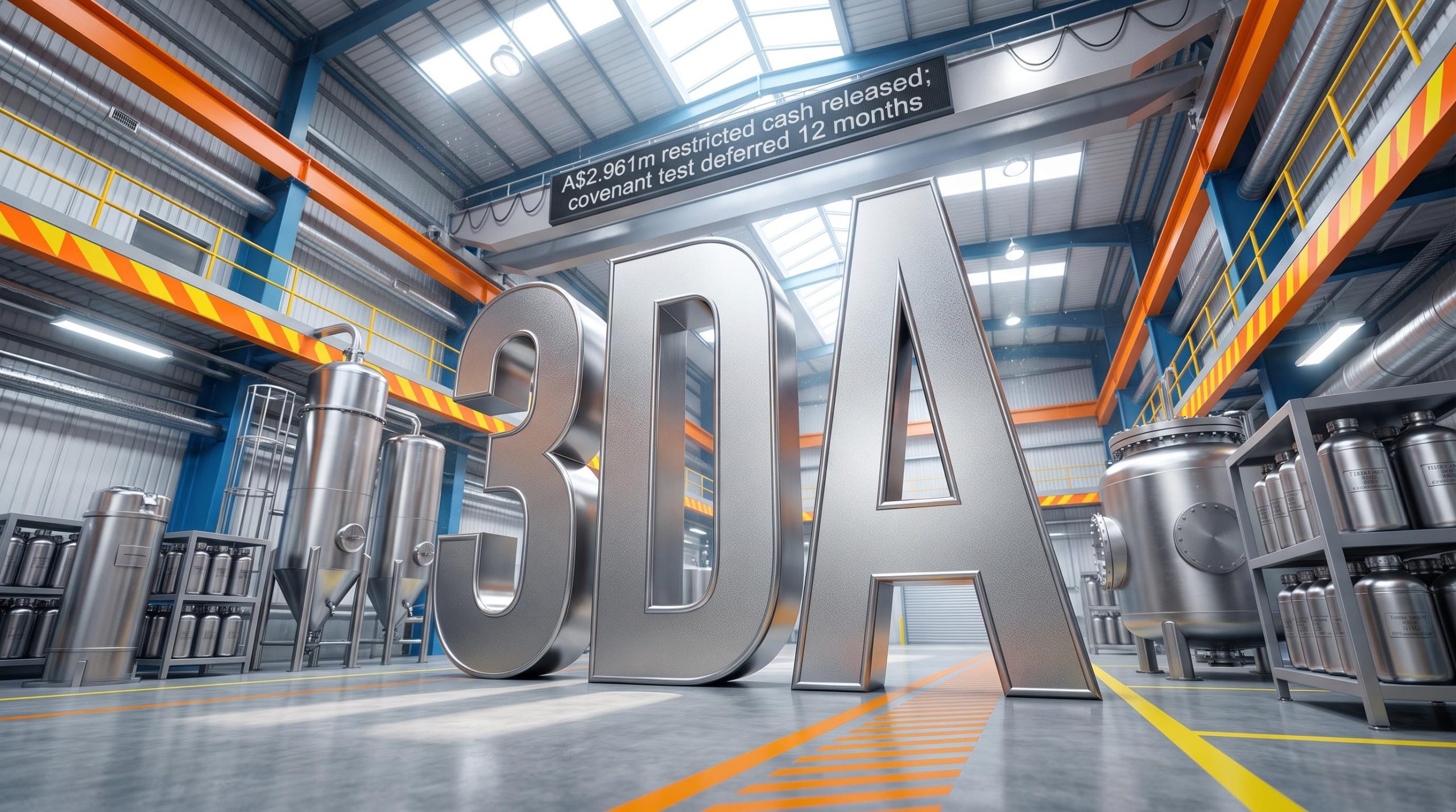 Large 3DA letters in factory