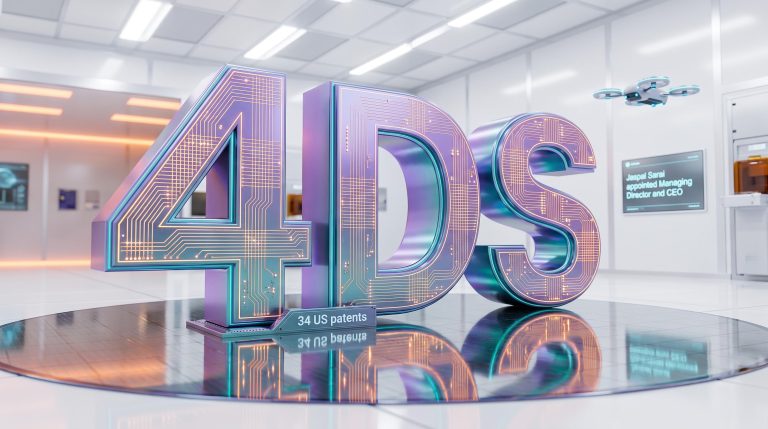 4DS logo in futuristic room