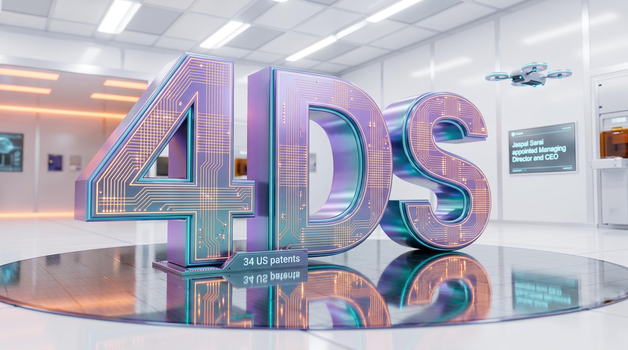 4DS logo in futuristic room