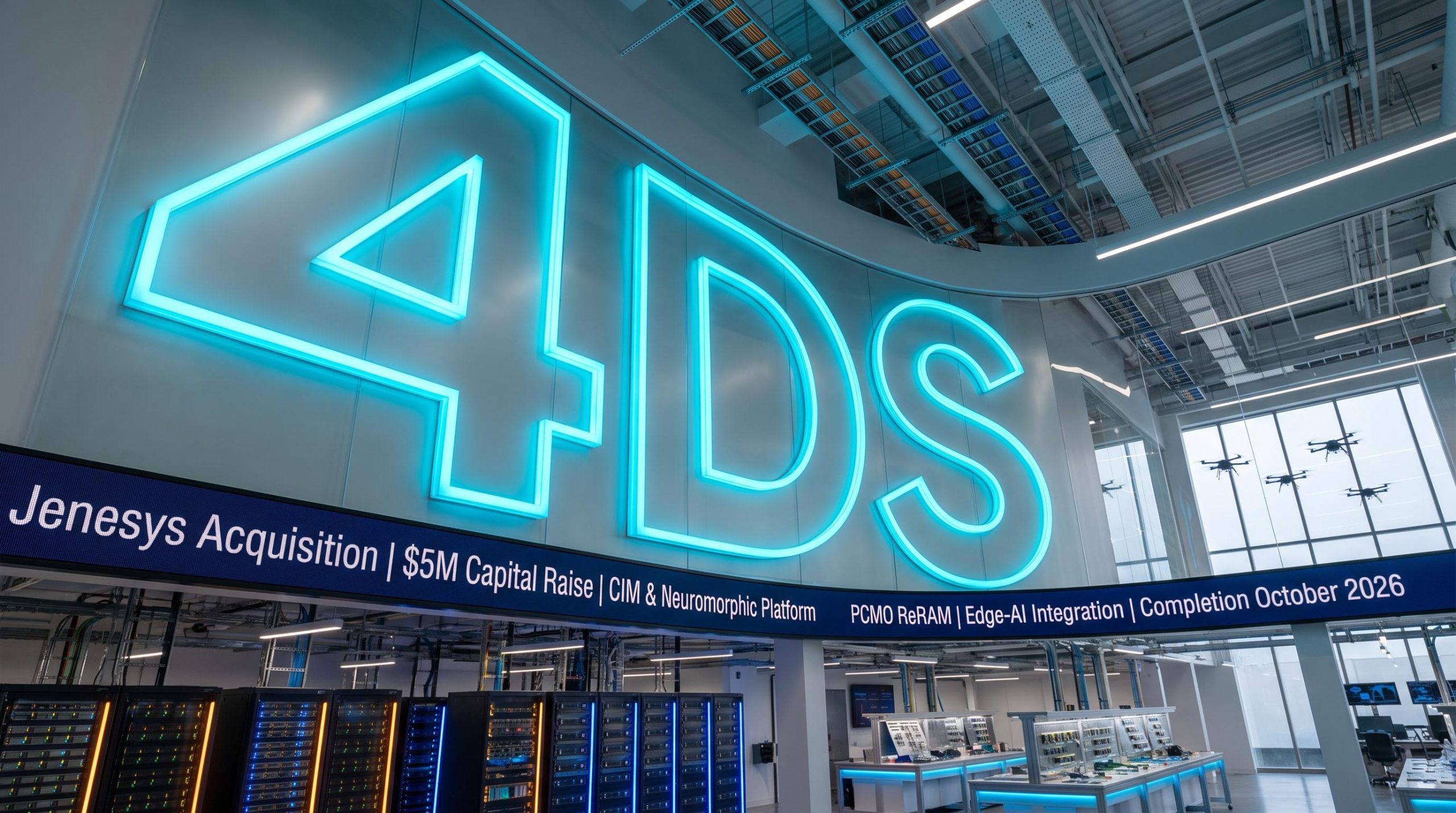 4DS neon sign and drones