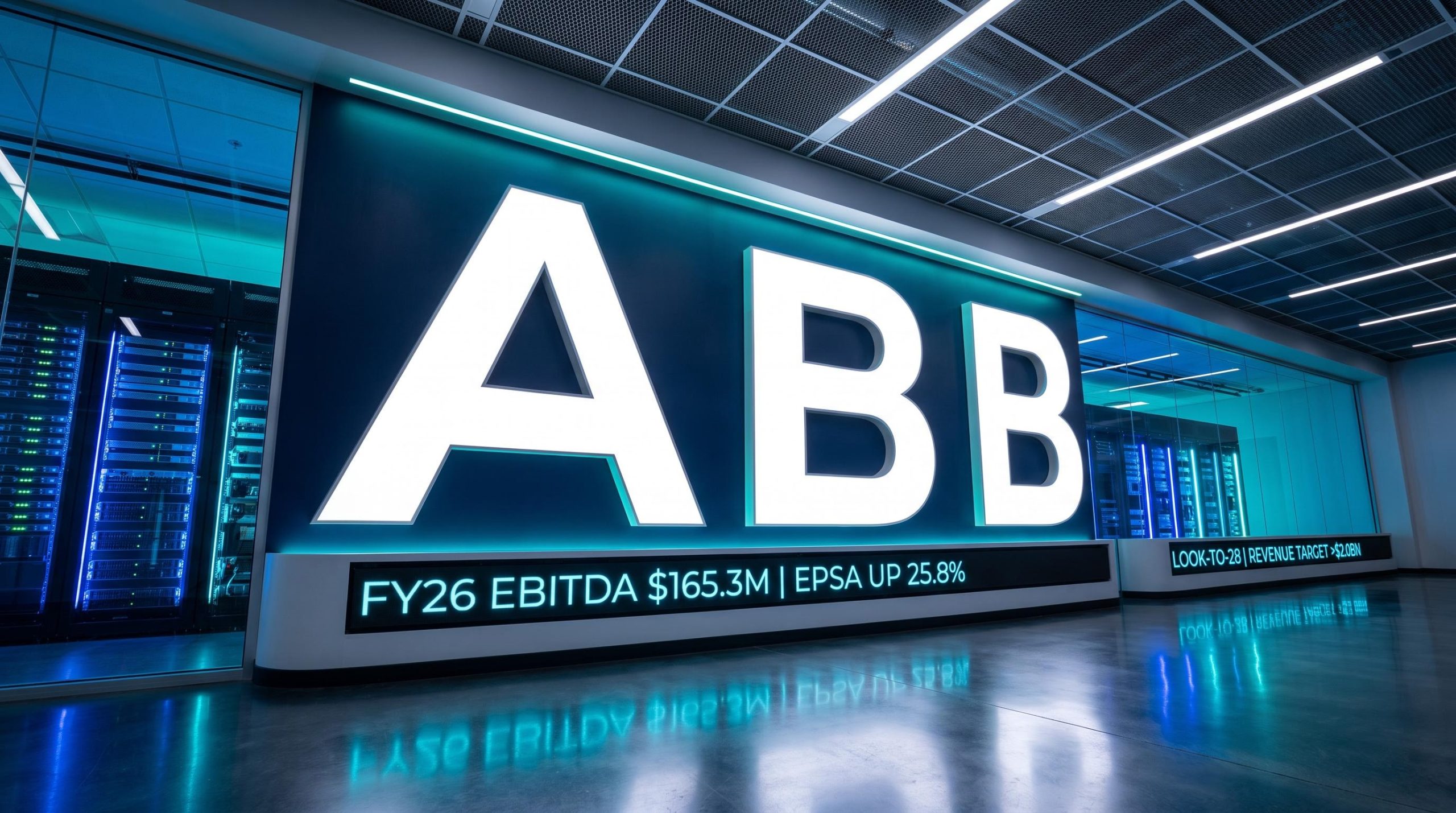 Large ABB sign in tech lobby