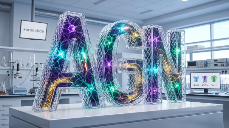 Glowing letters in laboratory