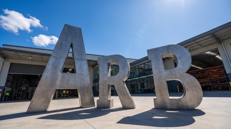 Large metal letters outside building