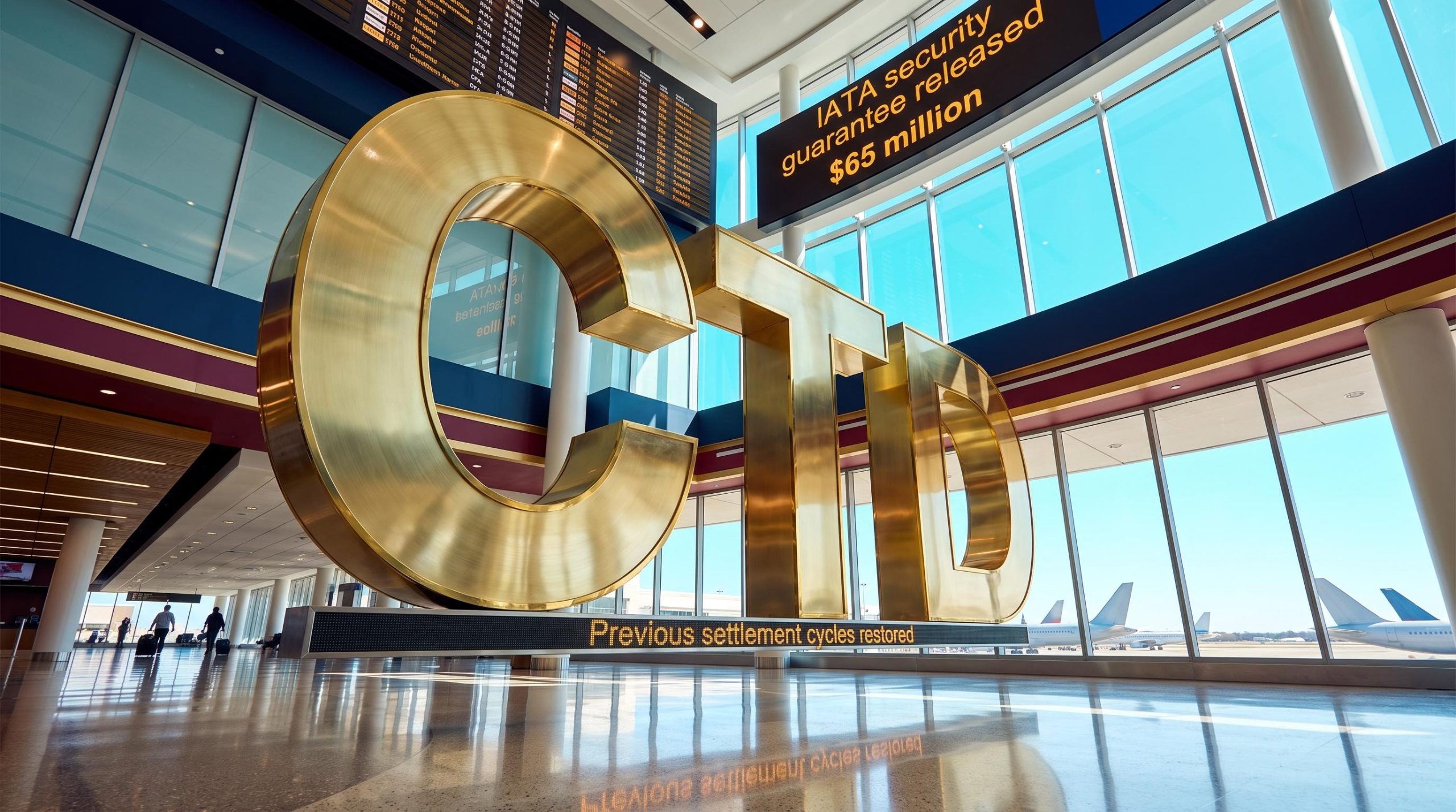 Large gold letters in terminal