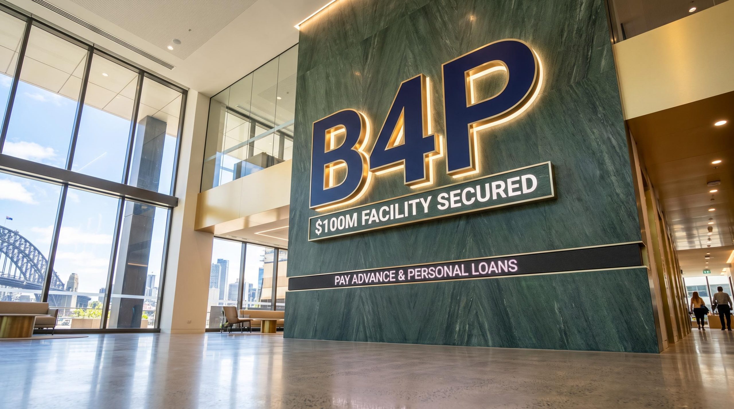 Office lobby with B4P sign