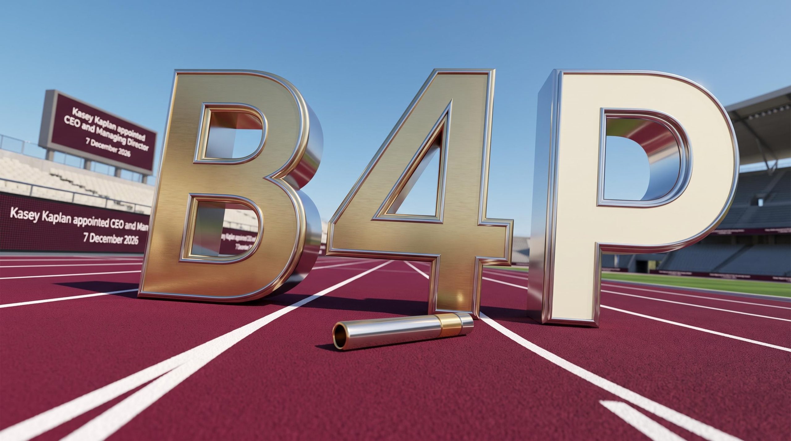 Metallic letters B4P on track