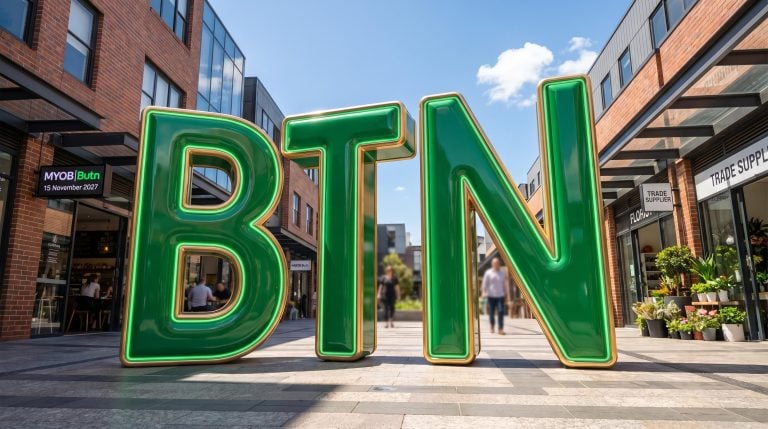 Large green BTN sculpture