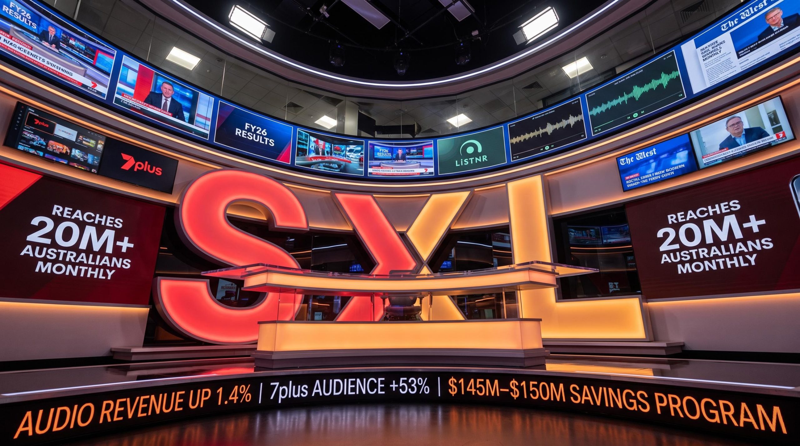 News studio with screens