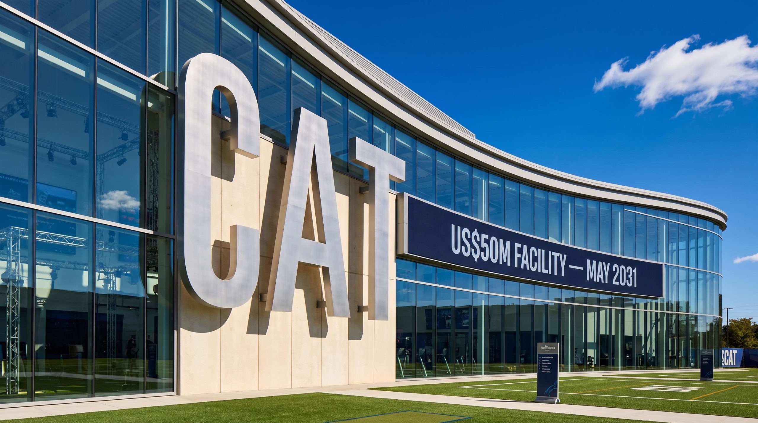 CAT building with sign