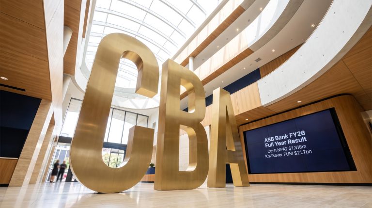 CBA logo in modern lobby