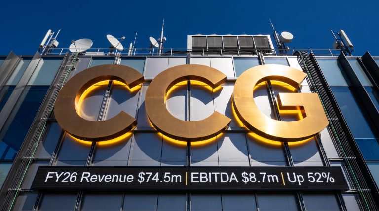 CCG logo with financial data