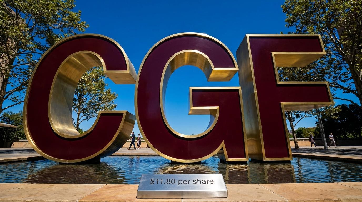 Large CGF letters outdoors
