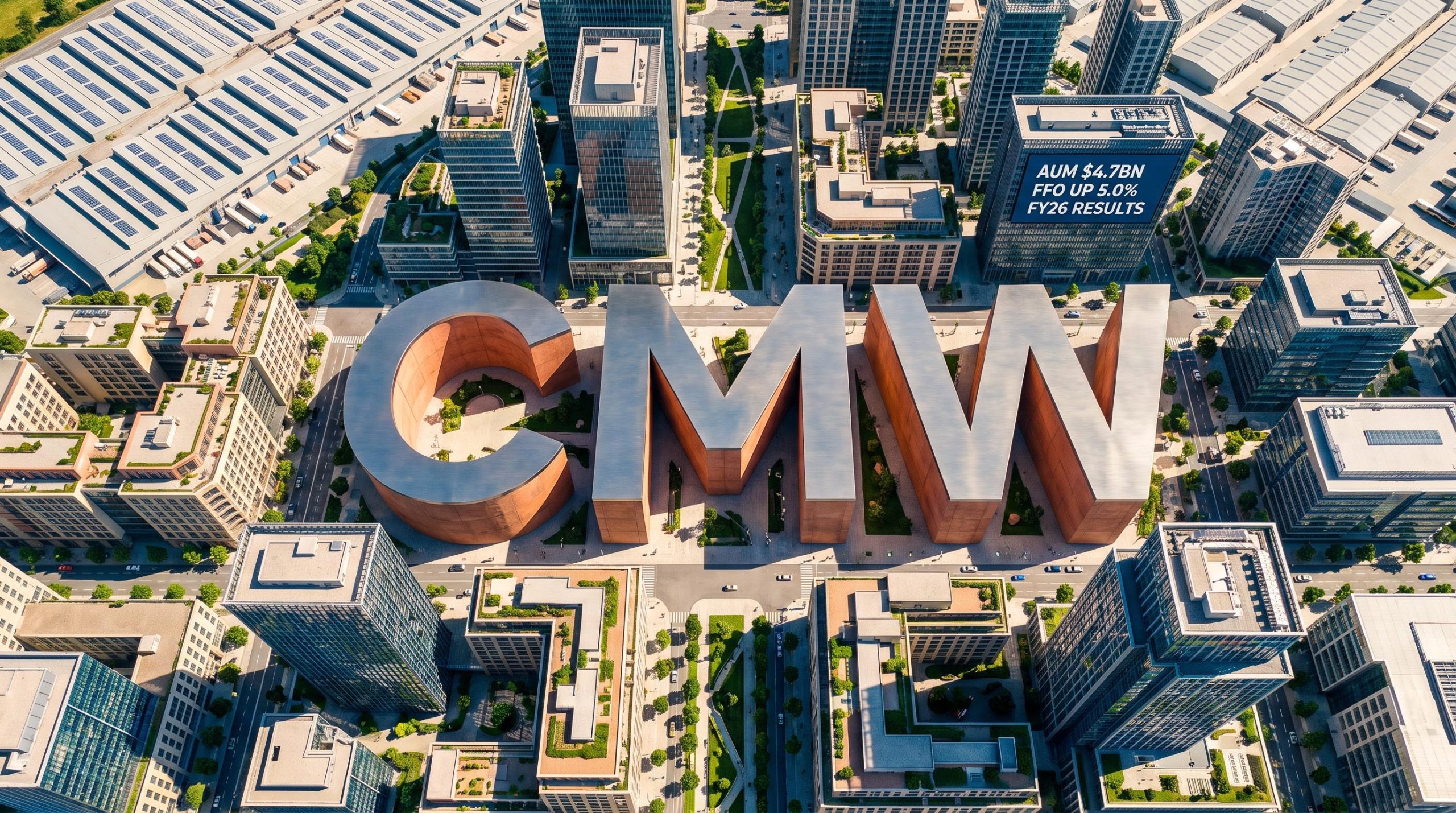 Arial view with CMW buildings