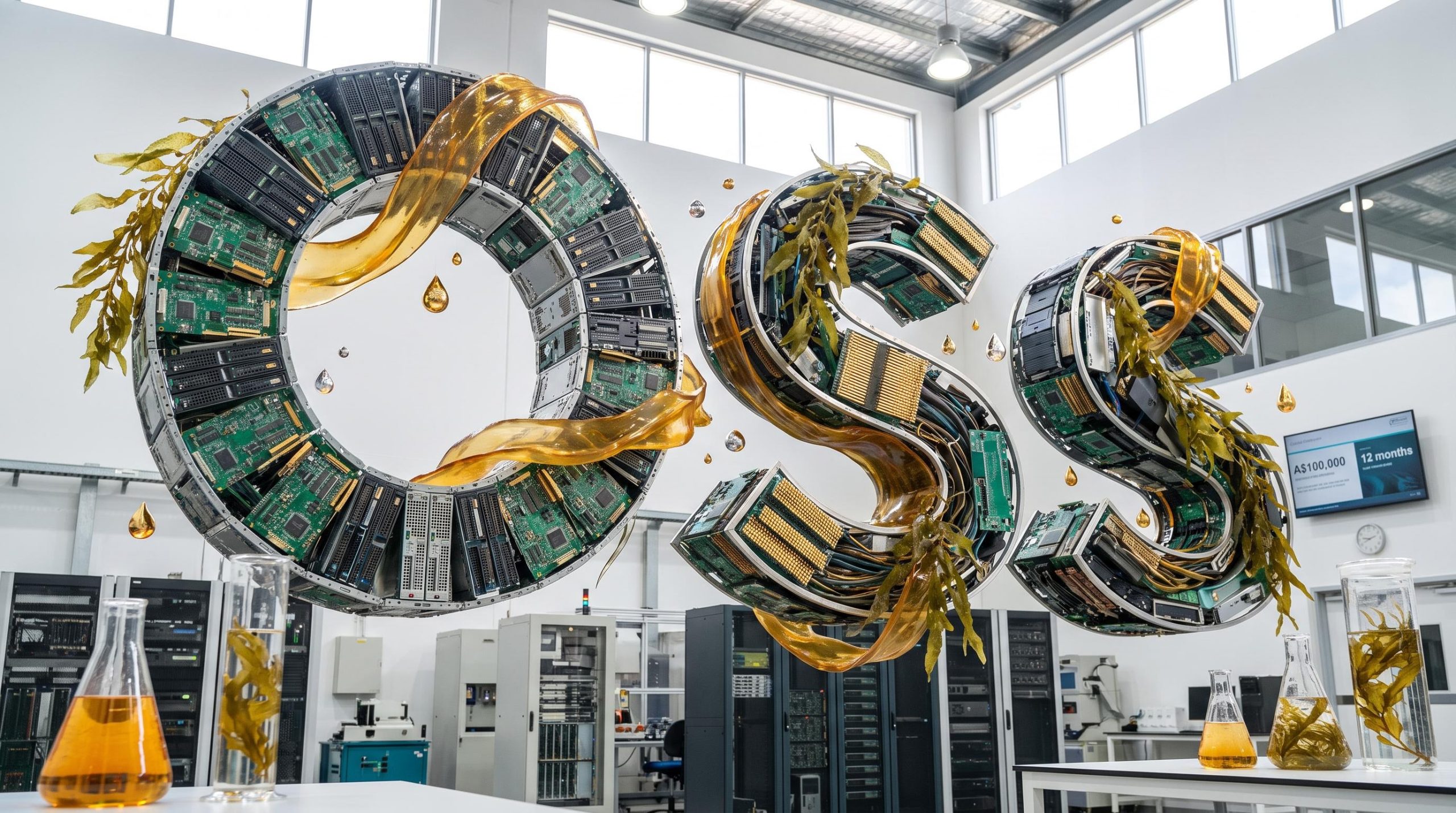 OSS letters made of circuits