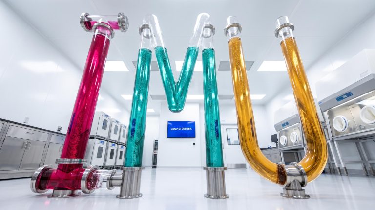 Colorful pipes in laboratory