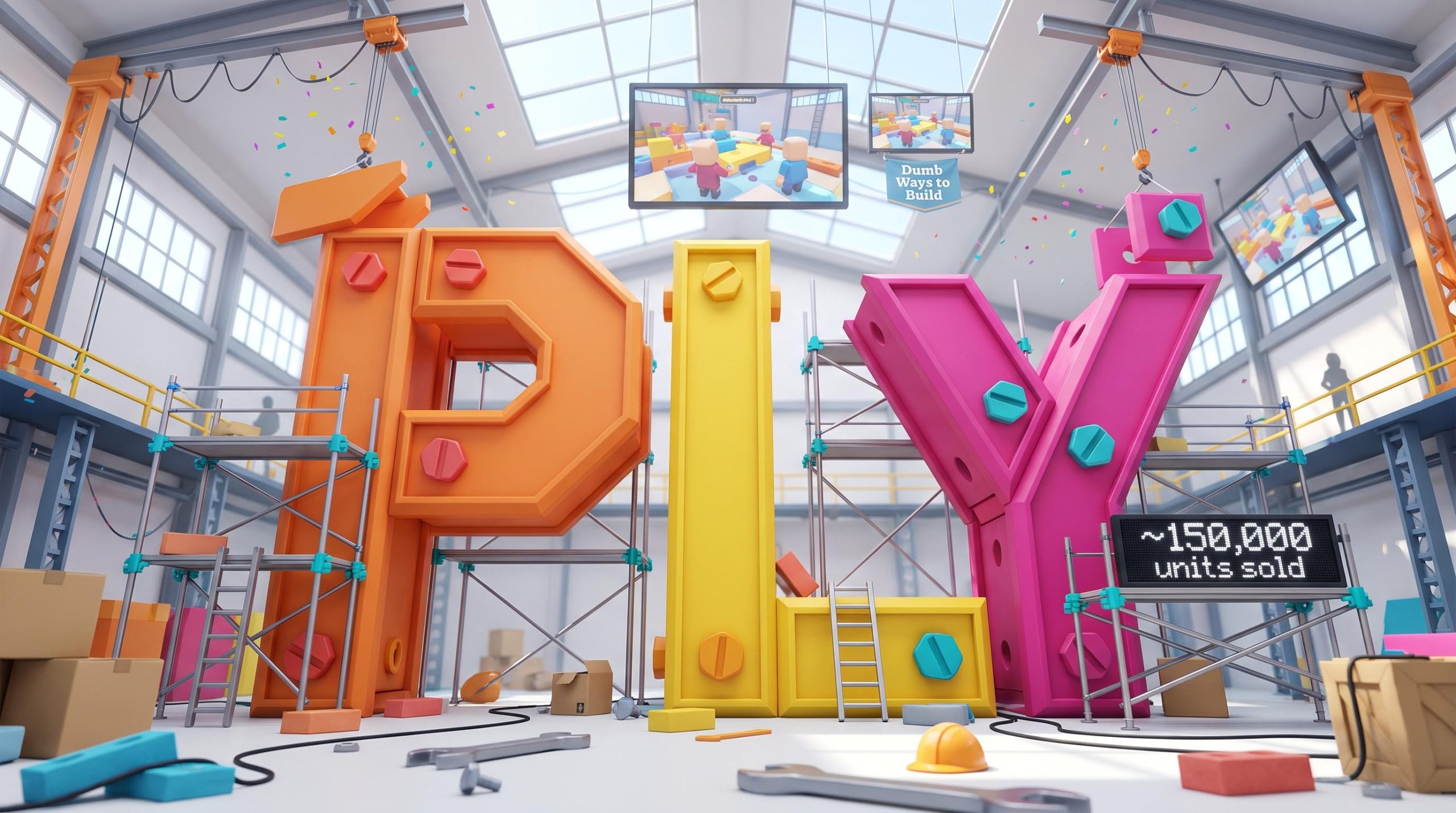3D letters being built