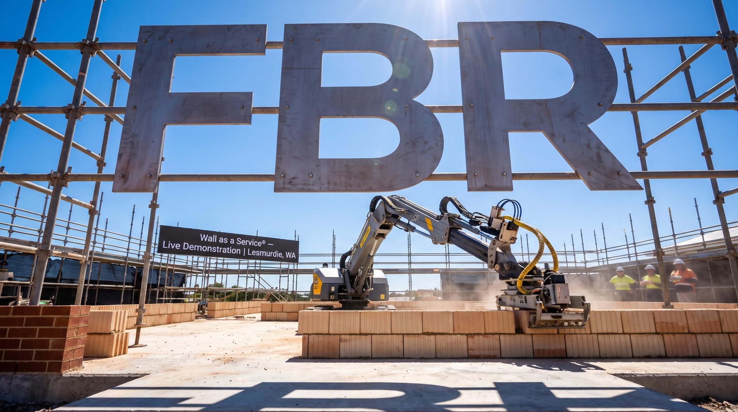Robotic arm laying bricks