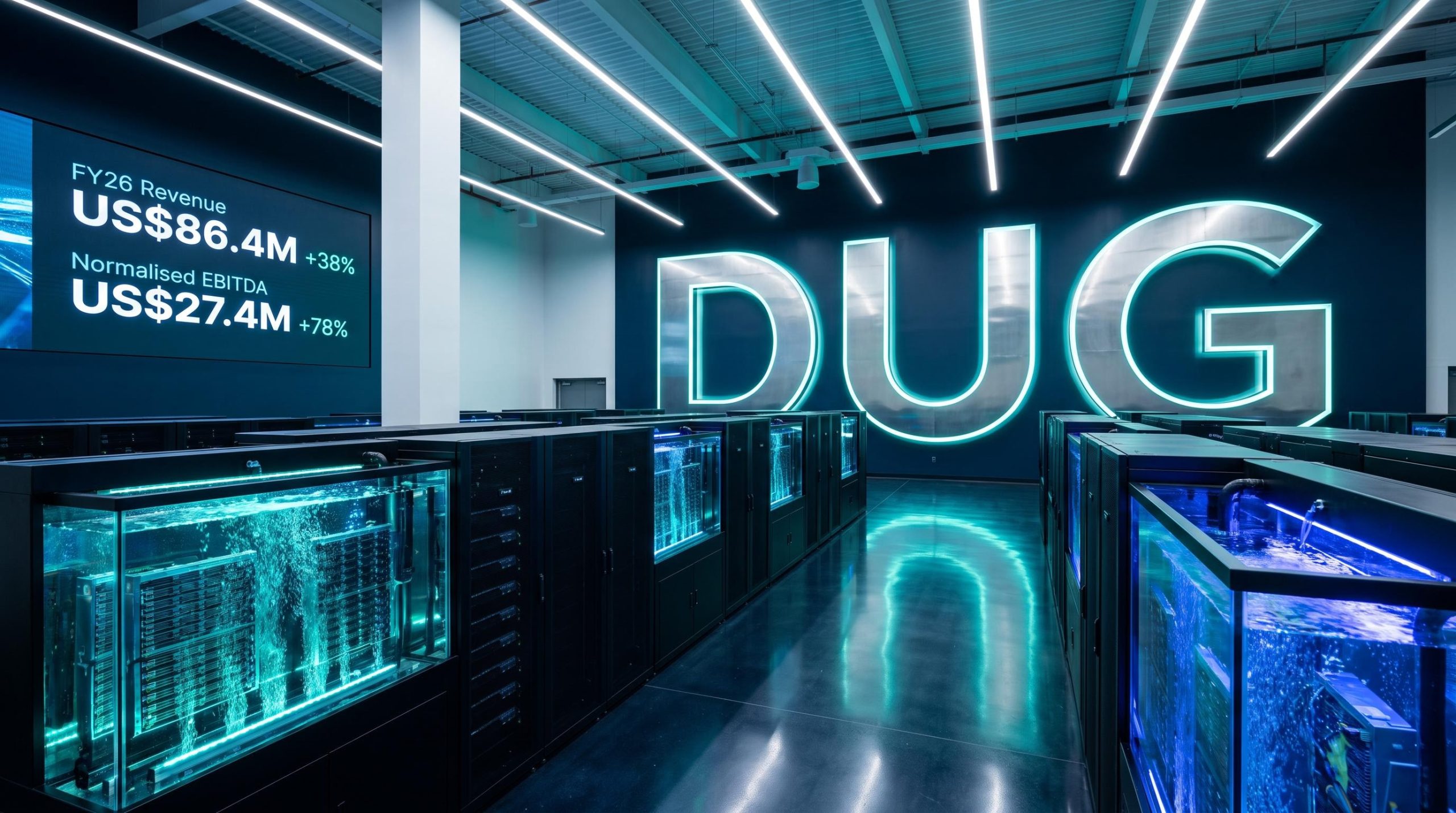 Modern server room with signage