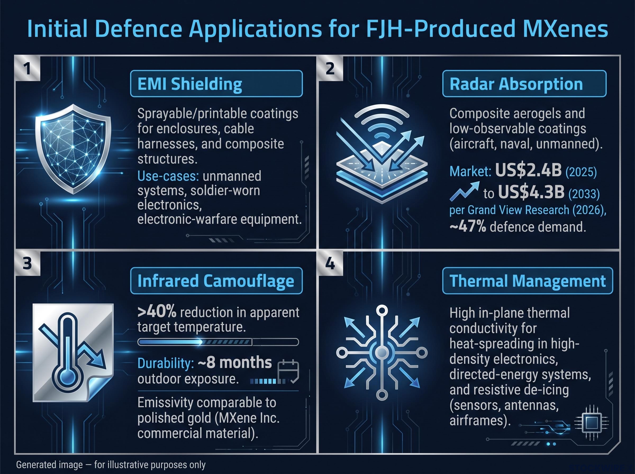 Initial Defence Applications for FJH-Produced MXenes