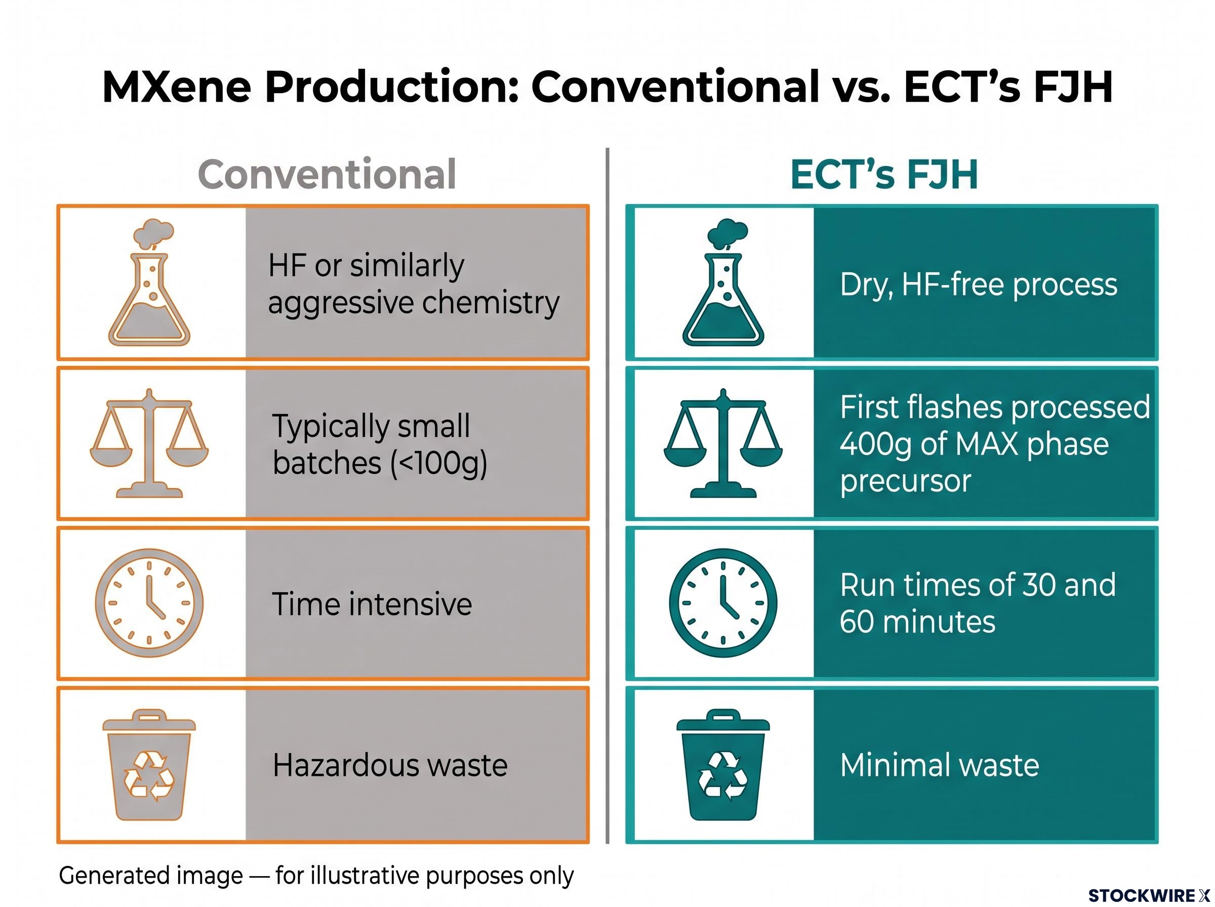 Conventional vs. Flash Joule Heating (FJH) MXene Production