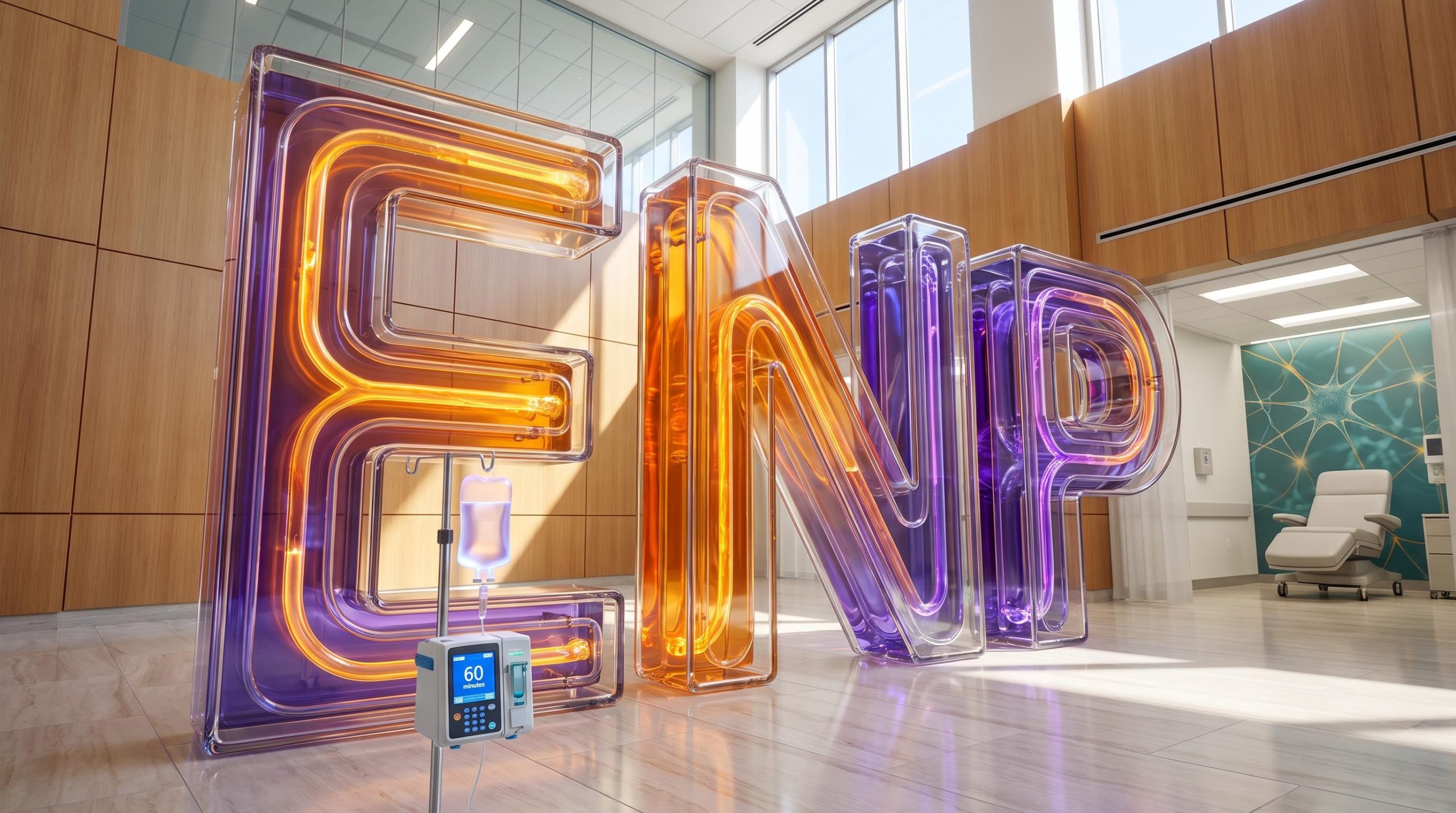 Colorful neon letters in hospital