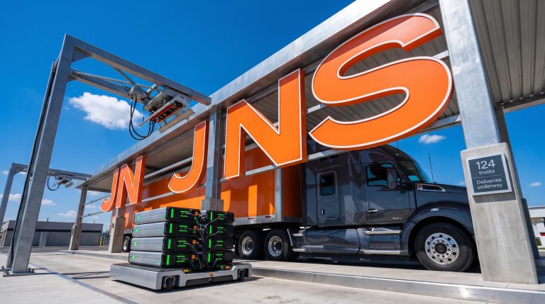Truck at charging station