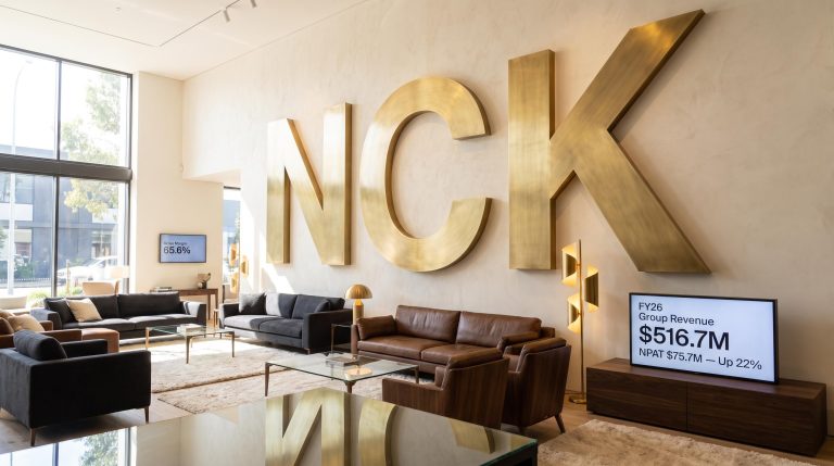 Modern lobby with large letters