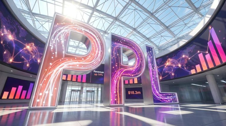 Digital economy visuals in atrium