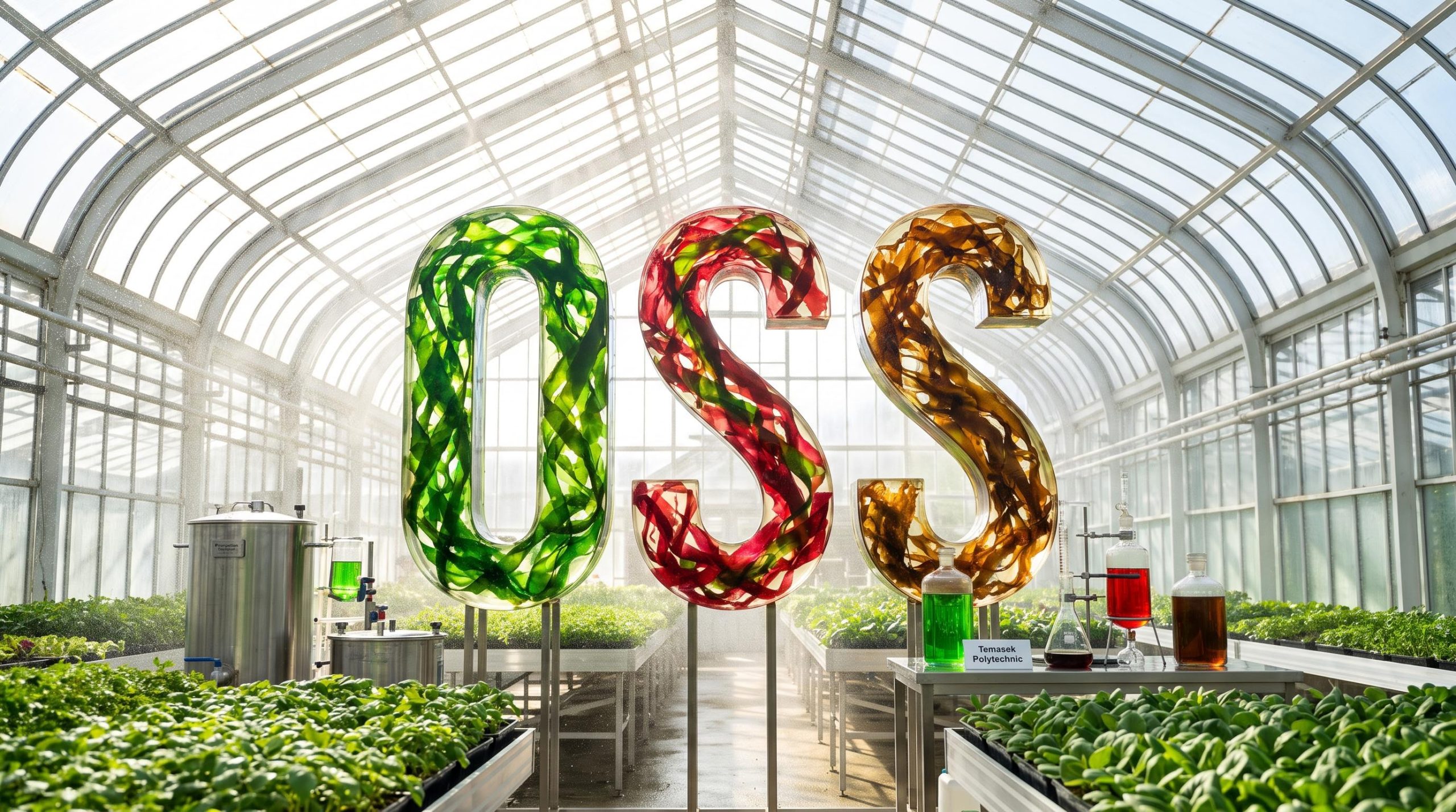 Colorful letters in greenhouse