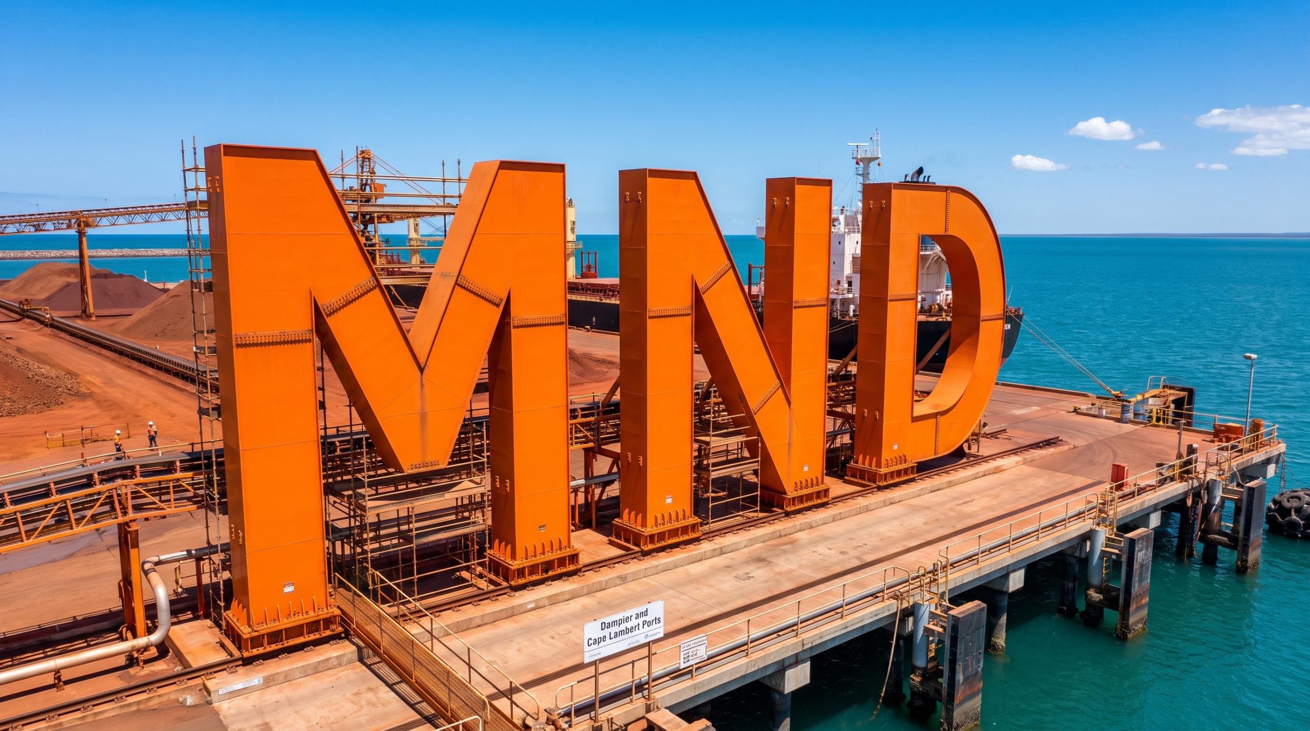 Large orange letters on dock