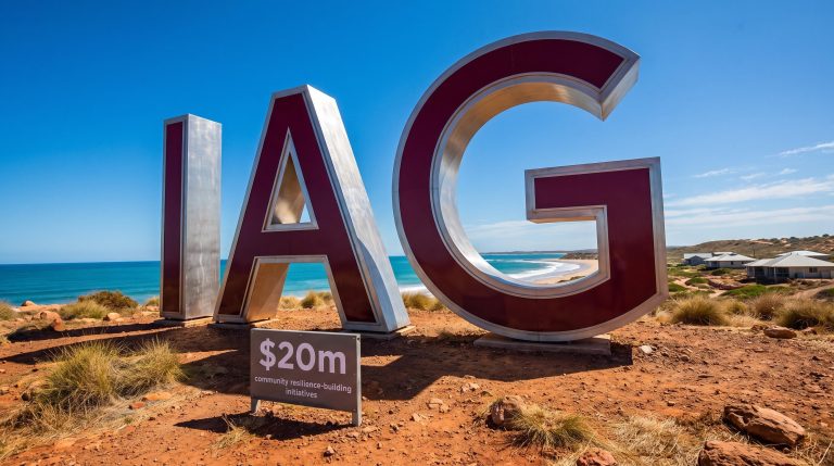 Large IAG letters by beach