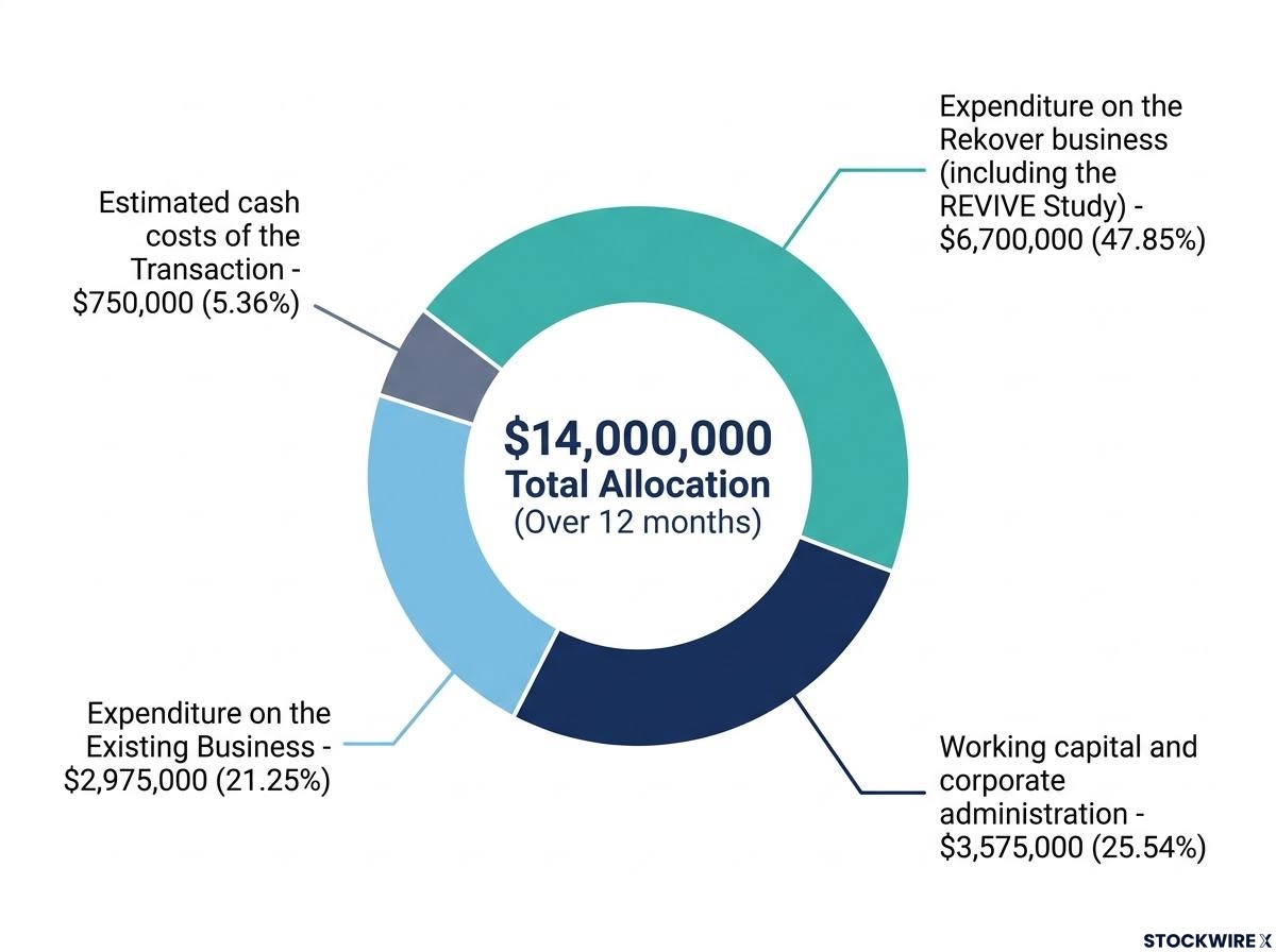 Use of Funds $14M Capital Allocation Donut Chart