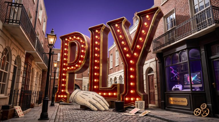 Giant PLY sign with lights