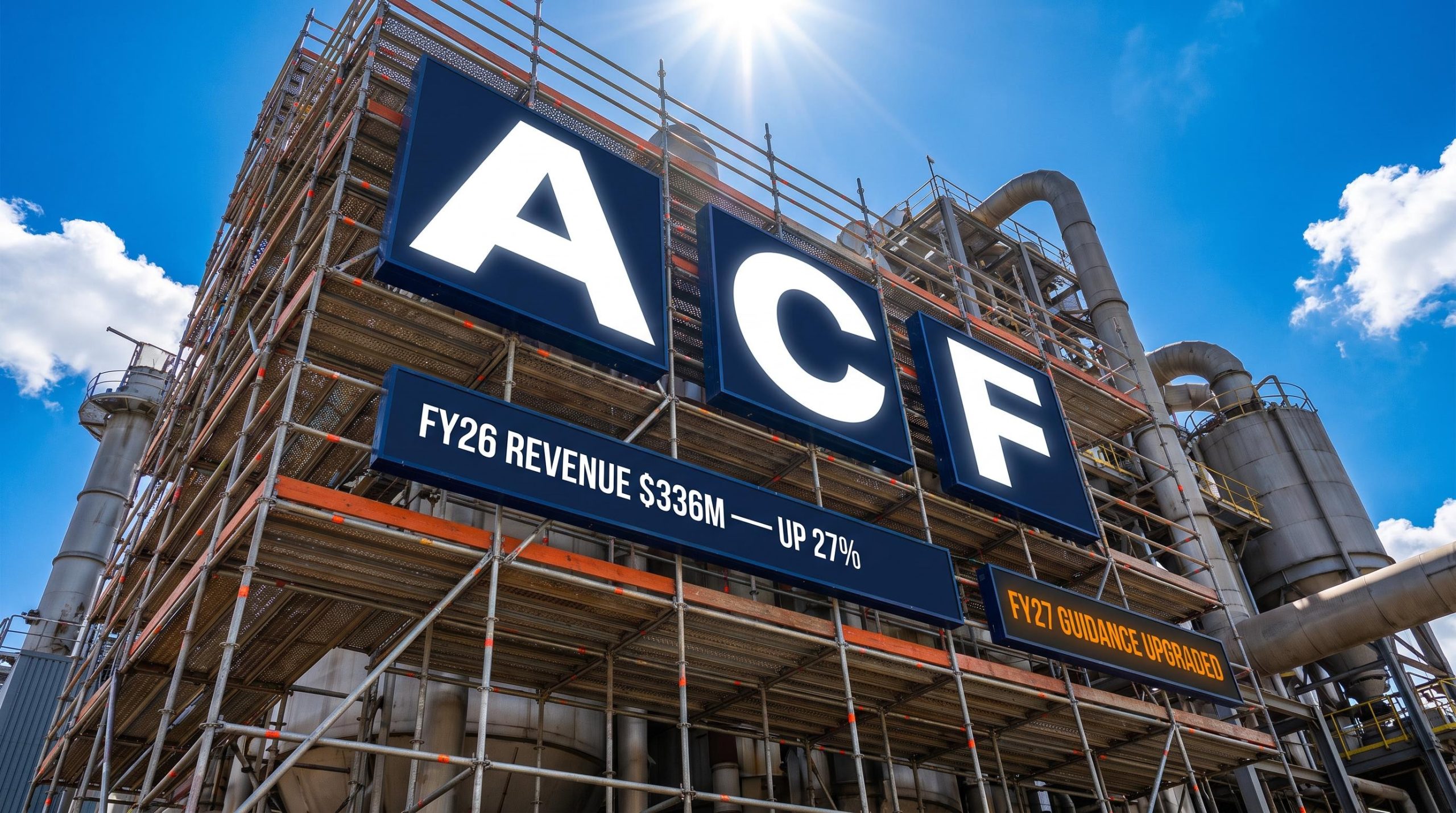 Scaffold with company signs