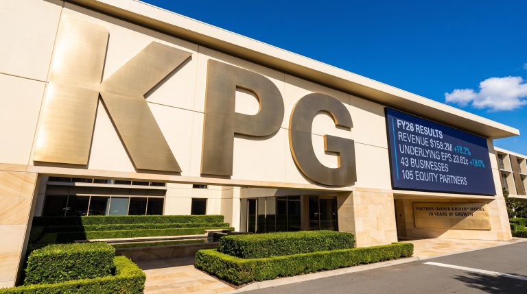 KPG building with results sign
