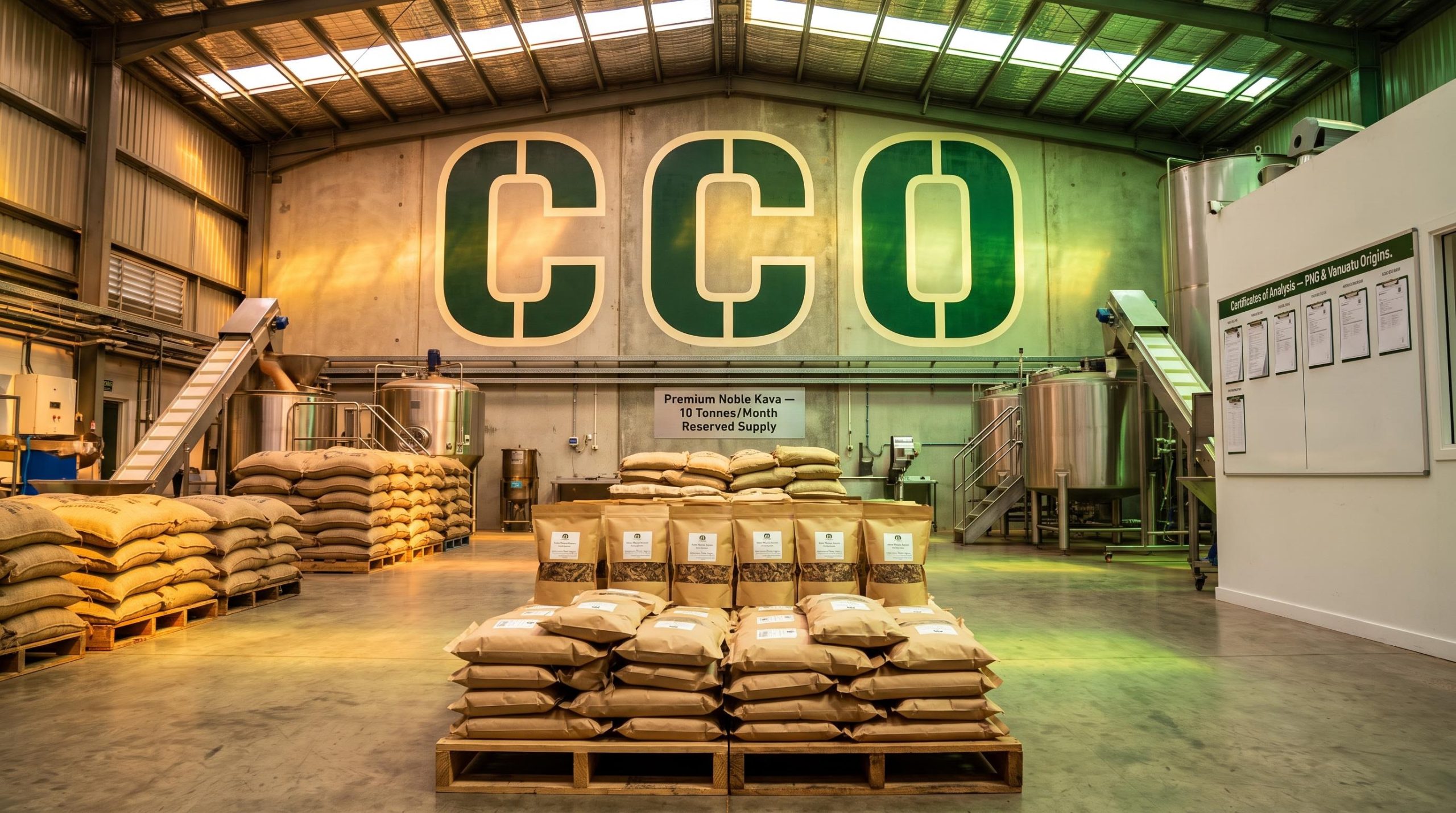 Interior with kava sacks