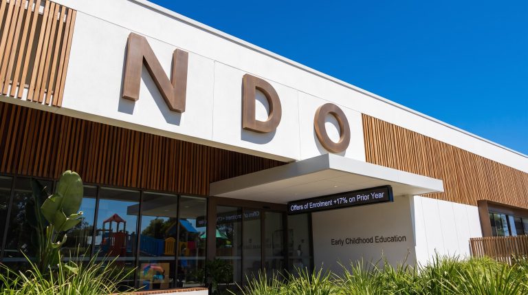 Modern school facade view