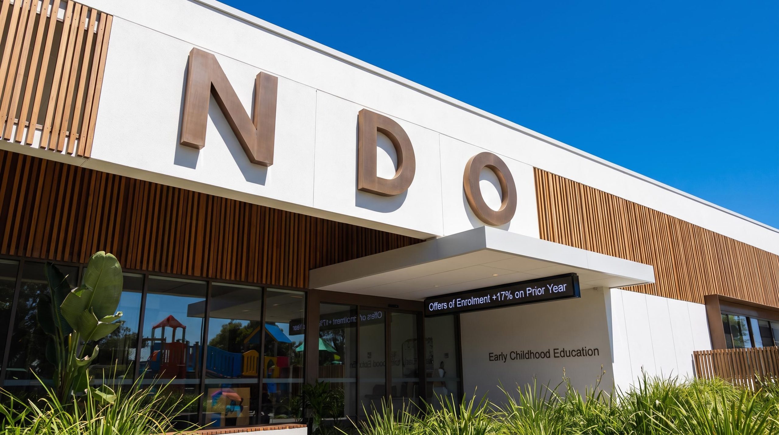 Modern school facade view