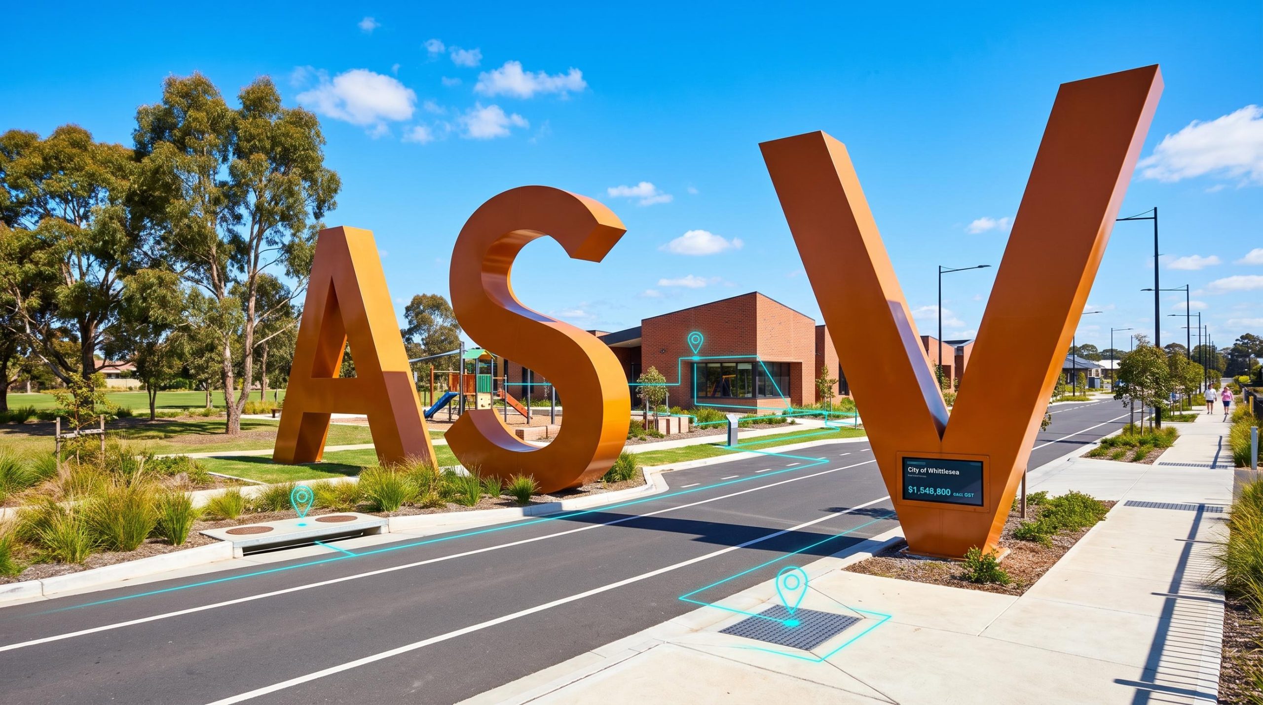 Orange letters on street