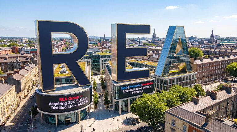 Large REA letters on buildings