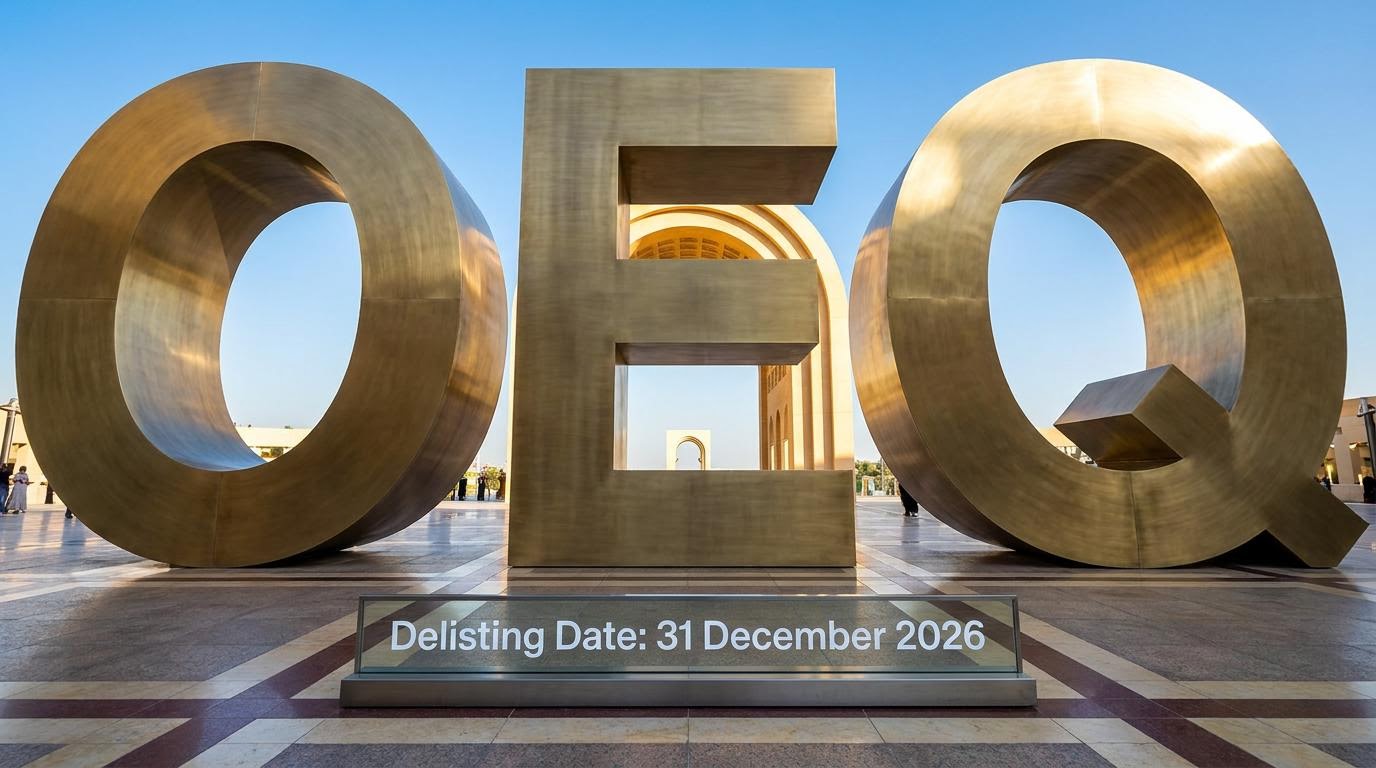 Metallic O E Q sculpture