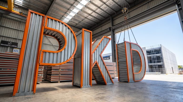 Giant PKD letters in warehouse