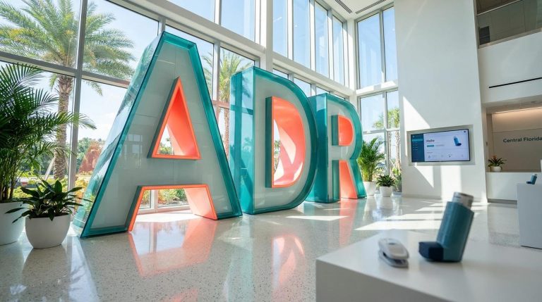 Large ADR letters indoors