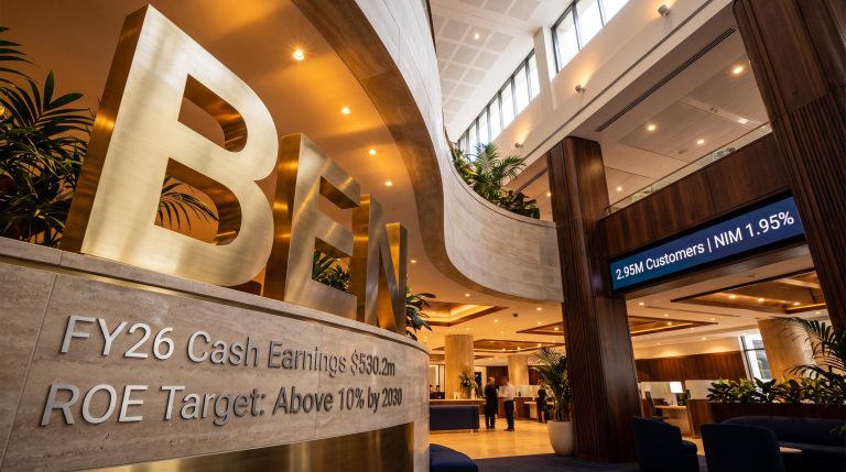 Bank lobby interior view