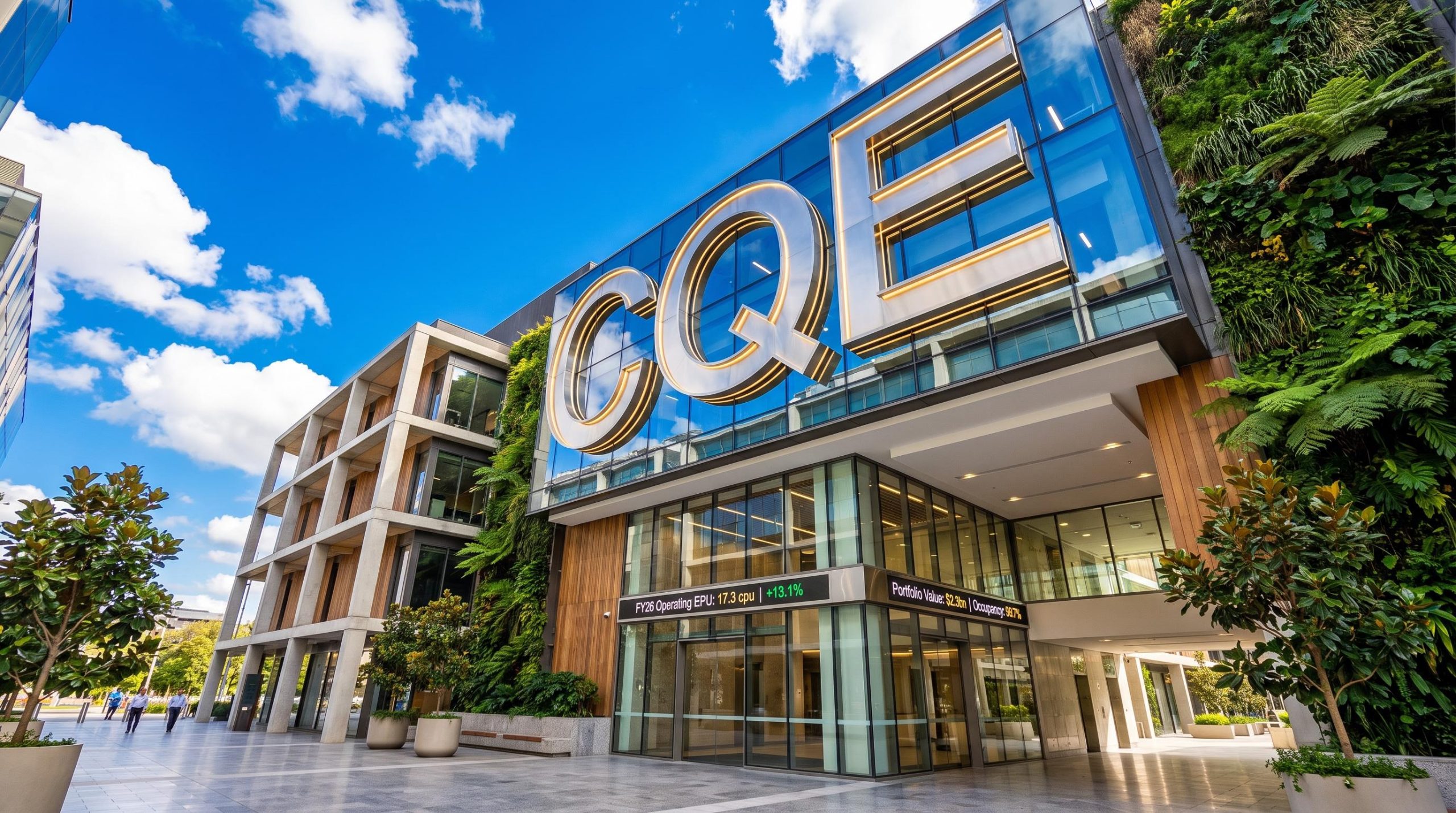 CQE building facade with plants