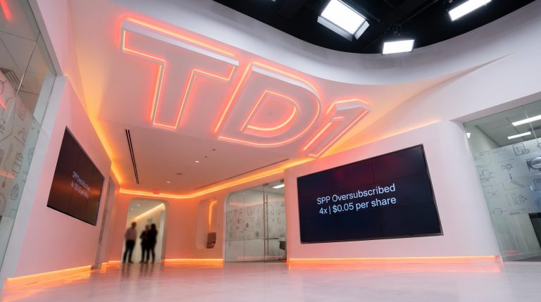 Illuminated office entrance design