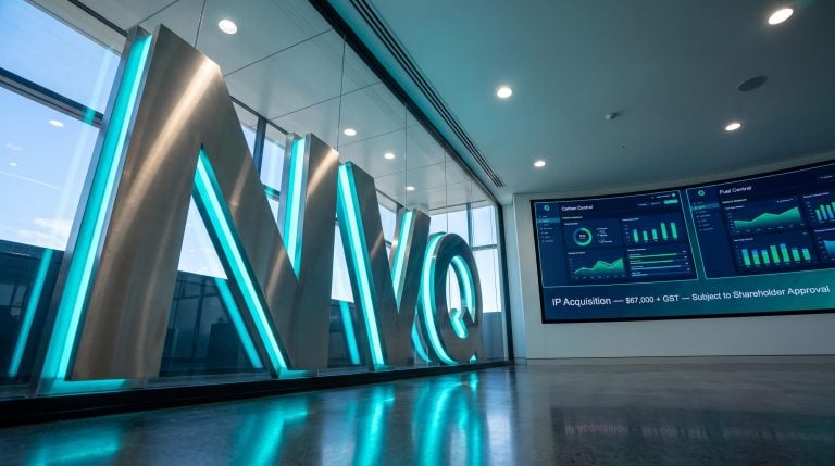 Blue-lit signage and screens