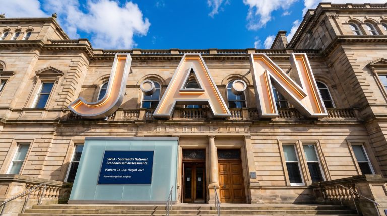 Facade featuring JAN letters