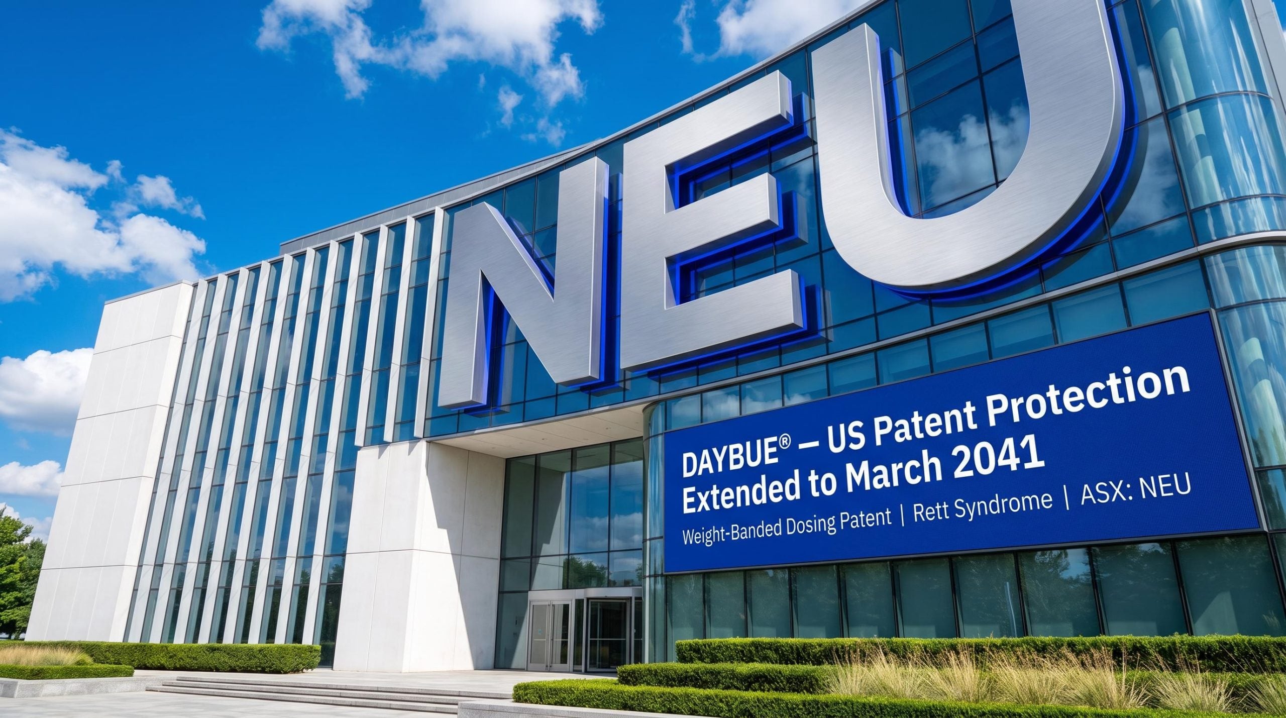 Modern building with sign